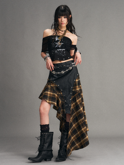 Mesh Knit Strapless Cropped Top【s0000017525】