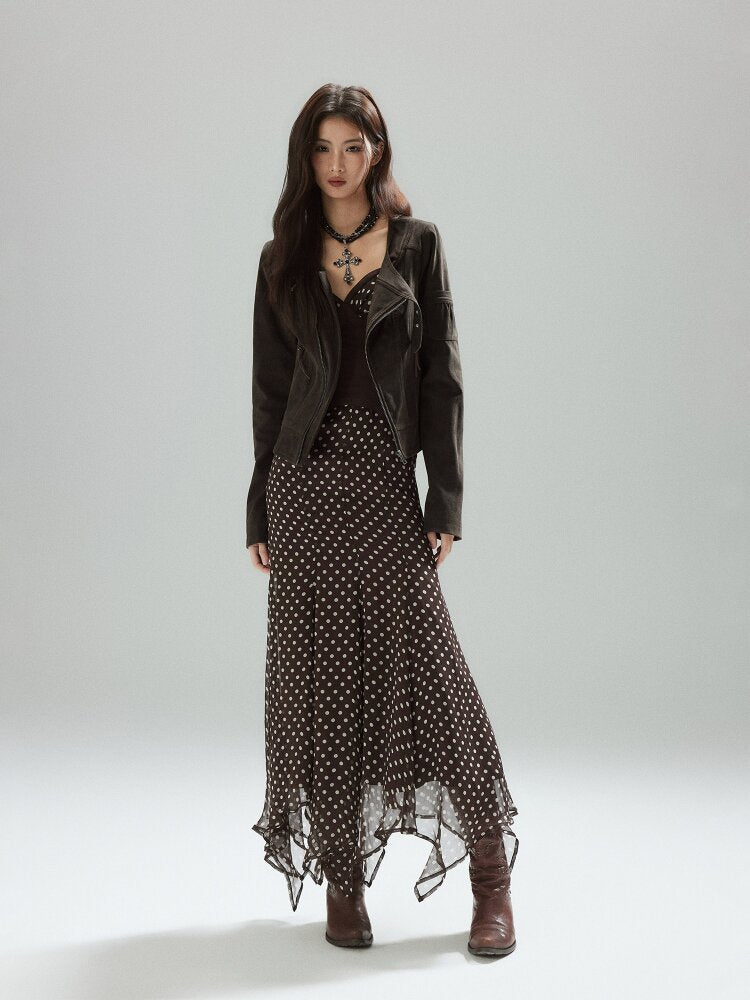 Coffee Polka Dot Tunic Sundress【s0000015595】