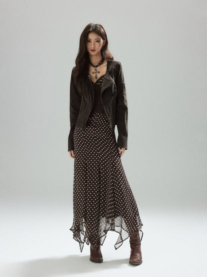 Coffee Polka Dot Tunic Sundress【s0000015595】