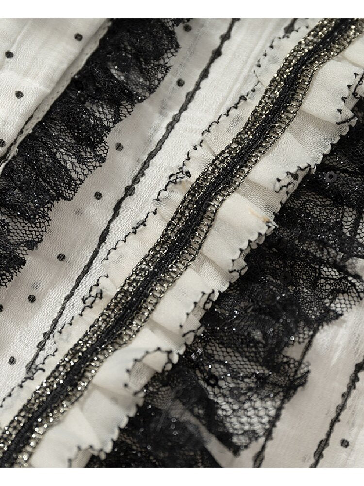 Vintage Lace Asymmetrical Shirt【s0000017987】