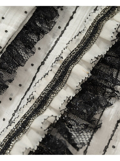 Vintage Lace Asymmetrical Shirt【s0000017987】