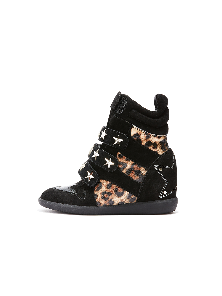Vintage Leopard Leather High Top Sneakers【s0000018194】