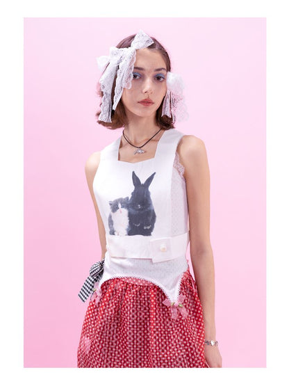 Splicing Cross Lace Mesh Bowknot Camisole【s0000009330】