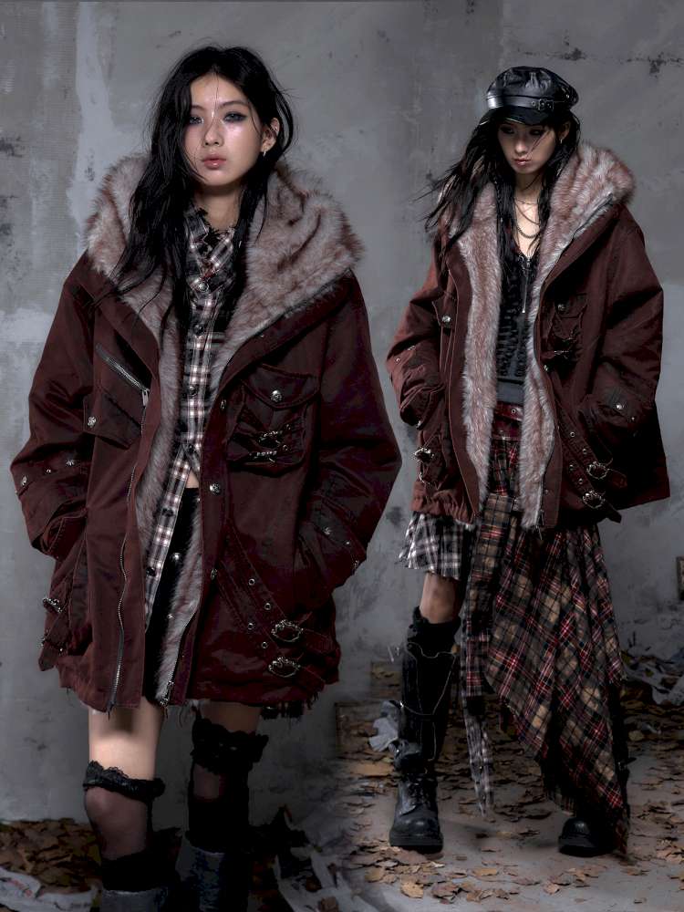 Mid-Length Fleece-Lined Cotton Jacket【s0000014475】