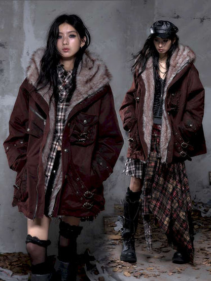 Mid-Length Fleece-Lined Cotton Jacket【s0000014475】