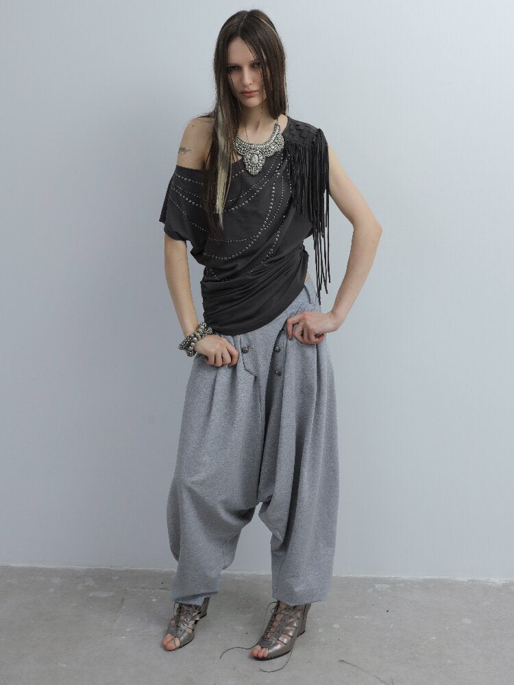 Fringe Shirred Diamond T-Shirt【s0000016568】