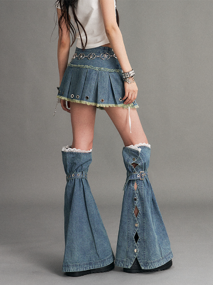 Lace Denim Strap Flared Leg Covers【s0000017774】