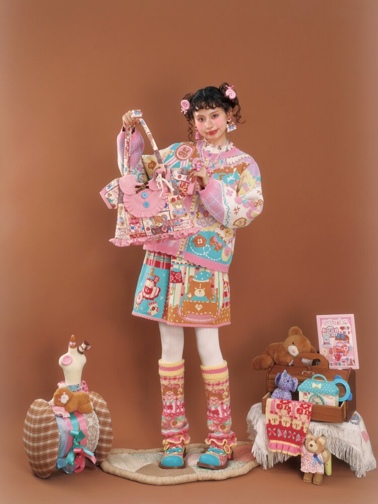 Printed Quilted Patchwork Handbag【s0000015587】