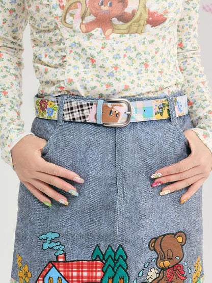 Bear Patchwork Pin Buckle Belt【s0000018729】