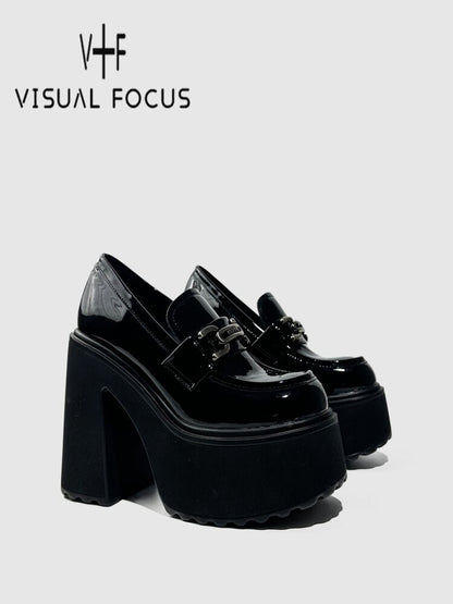 Glossy Patent Leather Buckle Loafers【s0000015715】