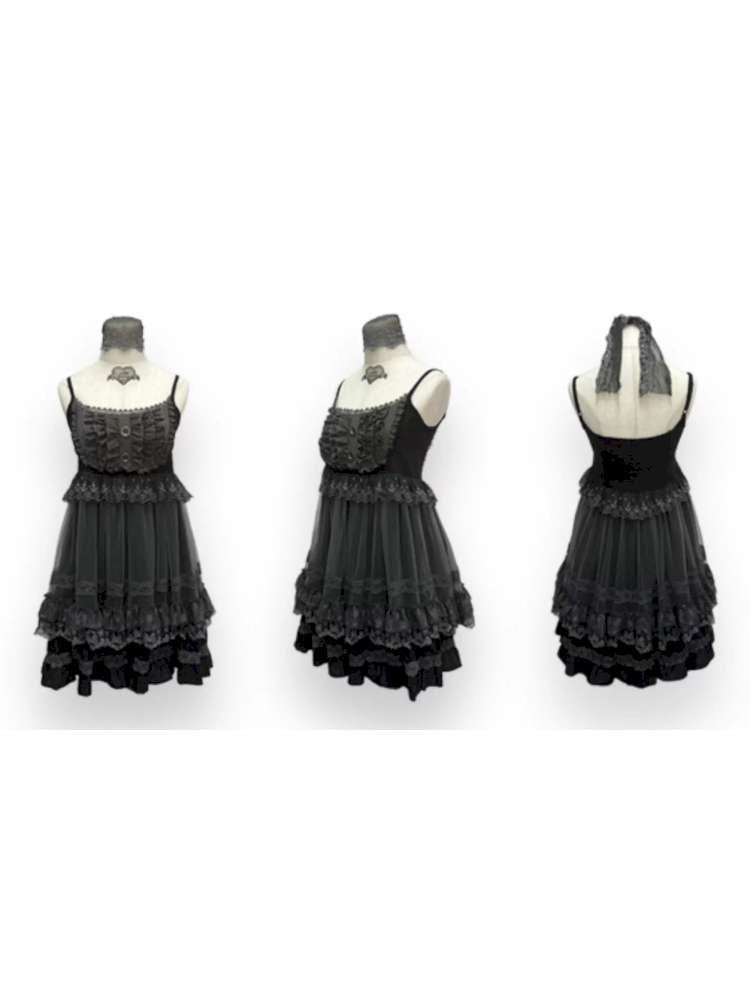 Dark Lolita Lace Mesh Sundress Dress【s0000014684】
