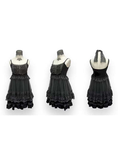 Dark Lolita Lace Mesh Sundress Dress【s0000014684】