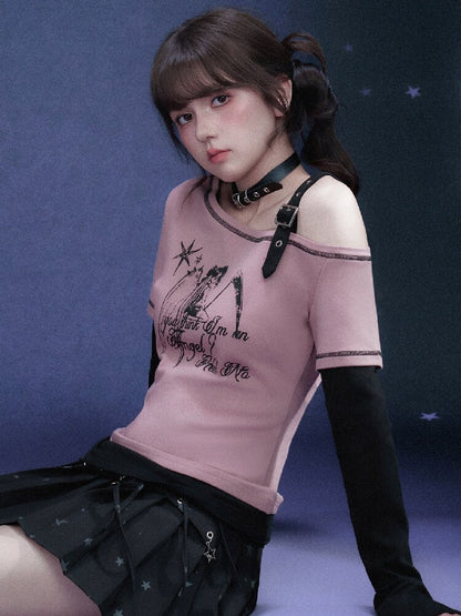 Fake Two Angel Printed T-shirt【s0000015767】