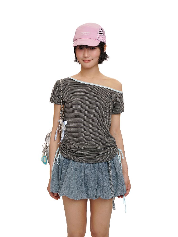 Drawstring Short Sleeve T-Shirt【s0000012496】