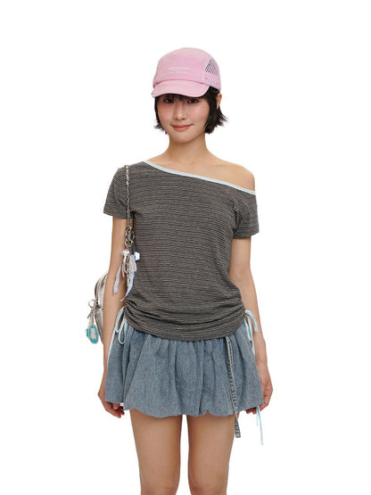 Drawstring Short Sleeve T-Shirt【s0000012496】