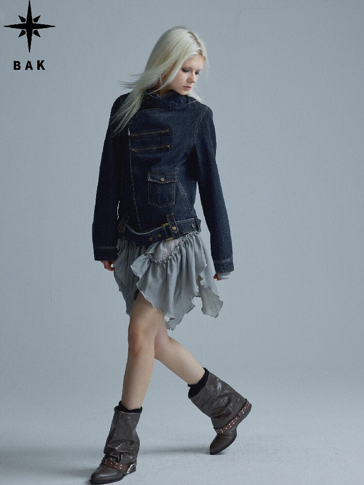 Distressed Texture Denim Jacket Top【s0000018545】