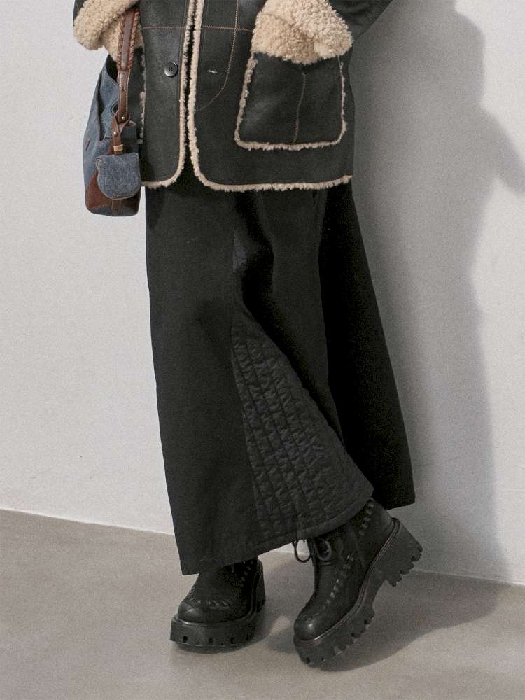 Cotton Paneled Quilted Maxi Skirt【s0000015213】