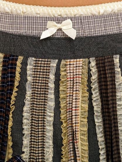 Fake Plaid Lace Pleated Skirt【s0000016088】