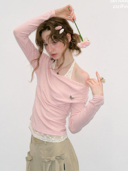 Soft Swept Neck Halter Knit Sweater【s0000017883】