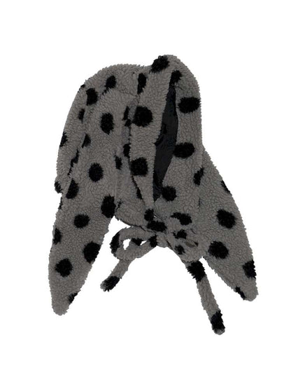 Polka Dot Shearling Rabbit Ear Hat【s0000014528】