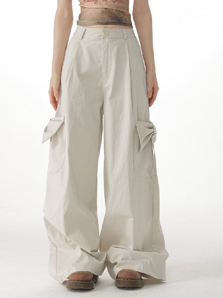 Apricot Bow High Waisted Trousers【s0000017150】