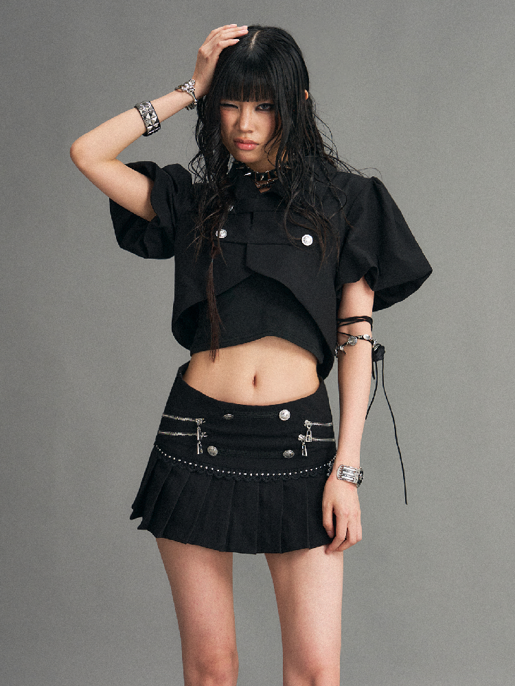 Palace Punk Metal Zipper A-line Skirt【s0000017523】