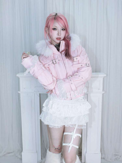 Detachable Hat Black Pink Two Tone Suit【s0000014679】