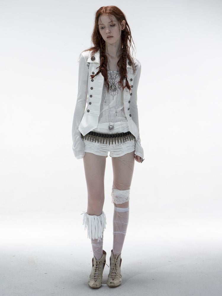 Slim-fit Waist-cinching Zipper Lapel Vest【s0000012707】