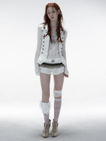 Slim-fit Waist-cinching Zipper Lapel Vest【s0000012707】