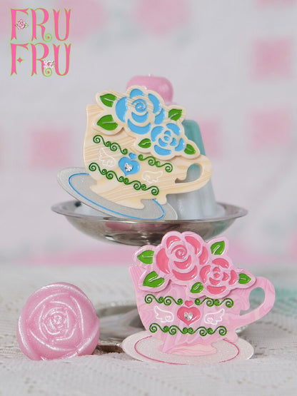 Rose Coffee Cup Printed Hair Clip【s0000017461】