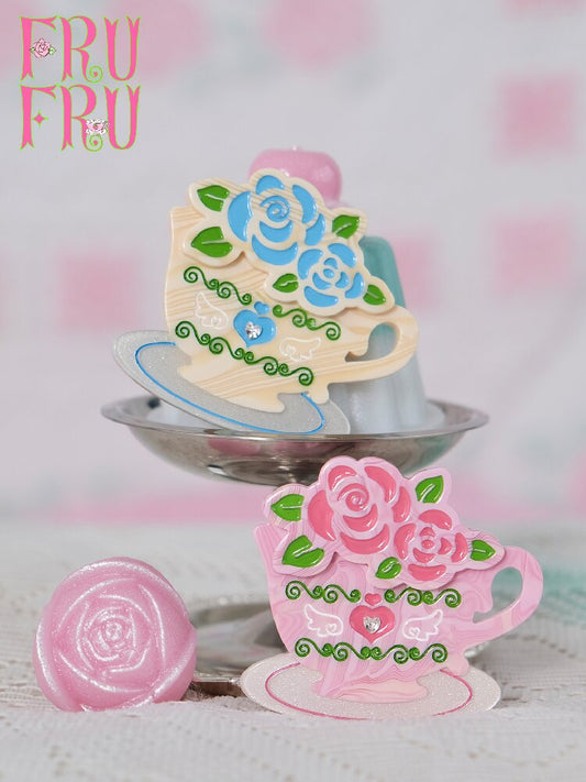Rose Coffee Cup Printed Hair Clip【s0000017461】