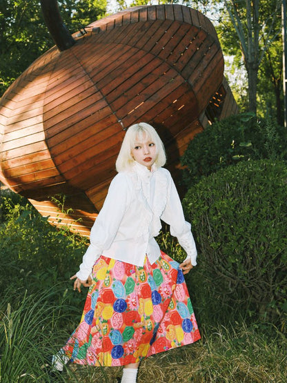 COLORFUL UNIFORM PLEATED HALF SKIRT [S0000010907]