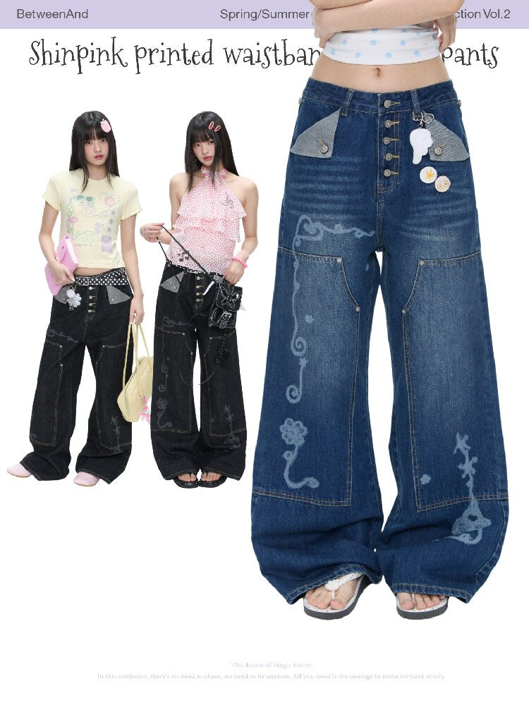 Stud Washed Two Tone Raw Jeans【s0000016398】