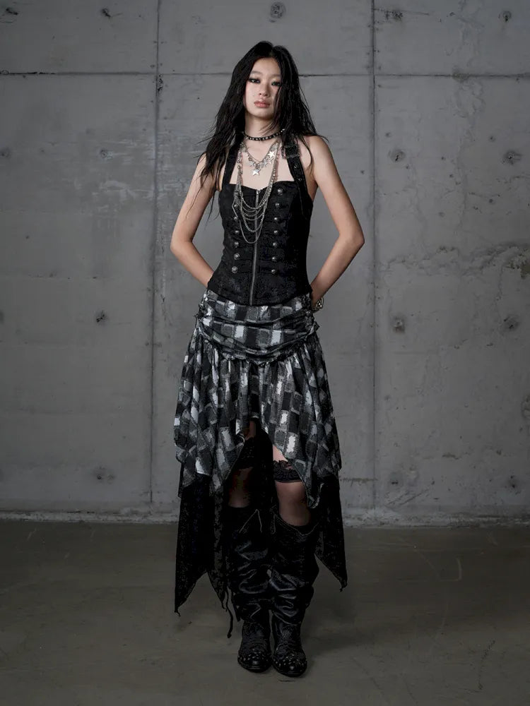 Asymmetrical Halter Neckline Dress【s0000013942】