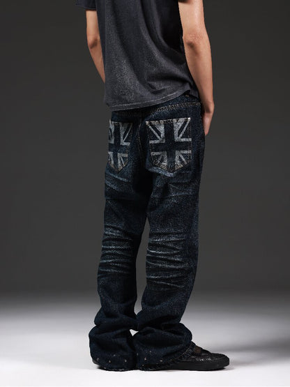 Handmade Bead Curved Knife Jeans【s0000018298】