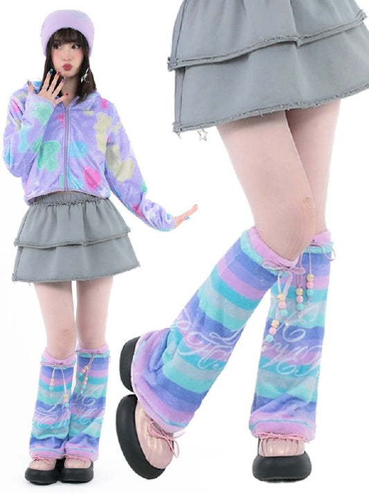 Eternal Love Stripe Beaded Legwarmers【s0000005721】