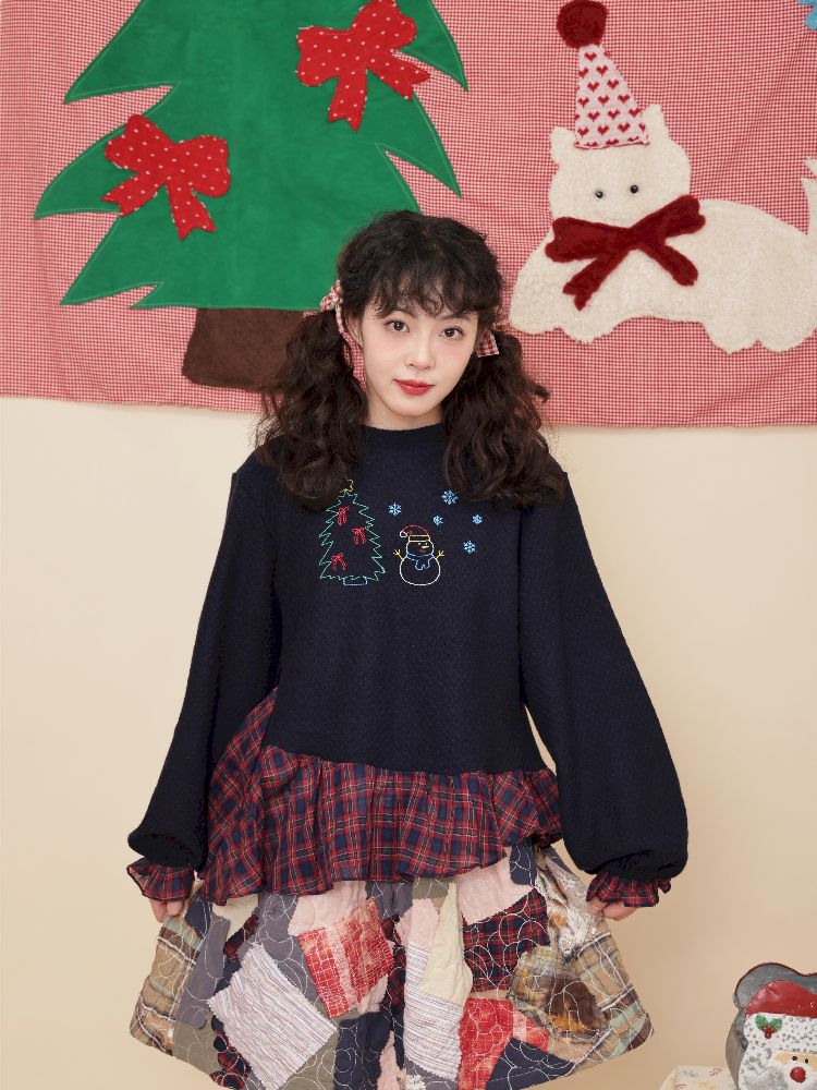 Christmas-inspired vest and half-skirt set【s0000011197】