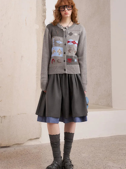 Embroidered Slim-Fit Button-Up Cardigan【s0000014075】