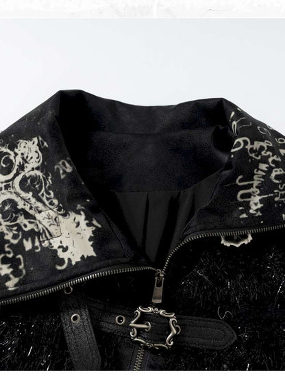 Leather Print Collared Coat【s0000014468】