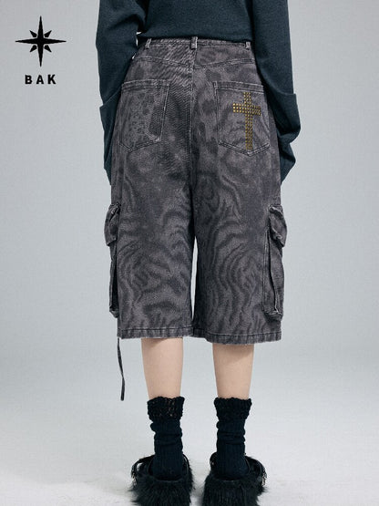 Vintage Leopard Cargo Shorts【s0000016256】