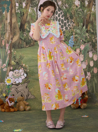 Floral Print Square Neck Cotton Dress【s0000017116】