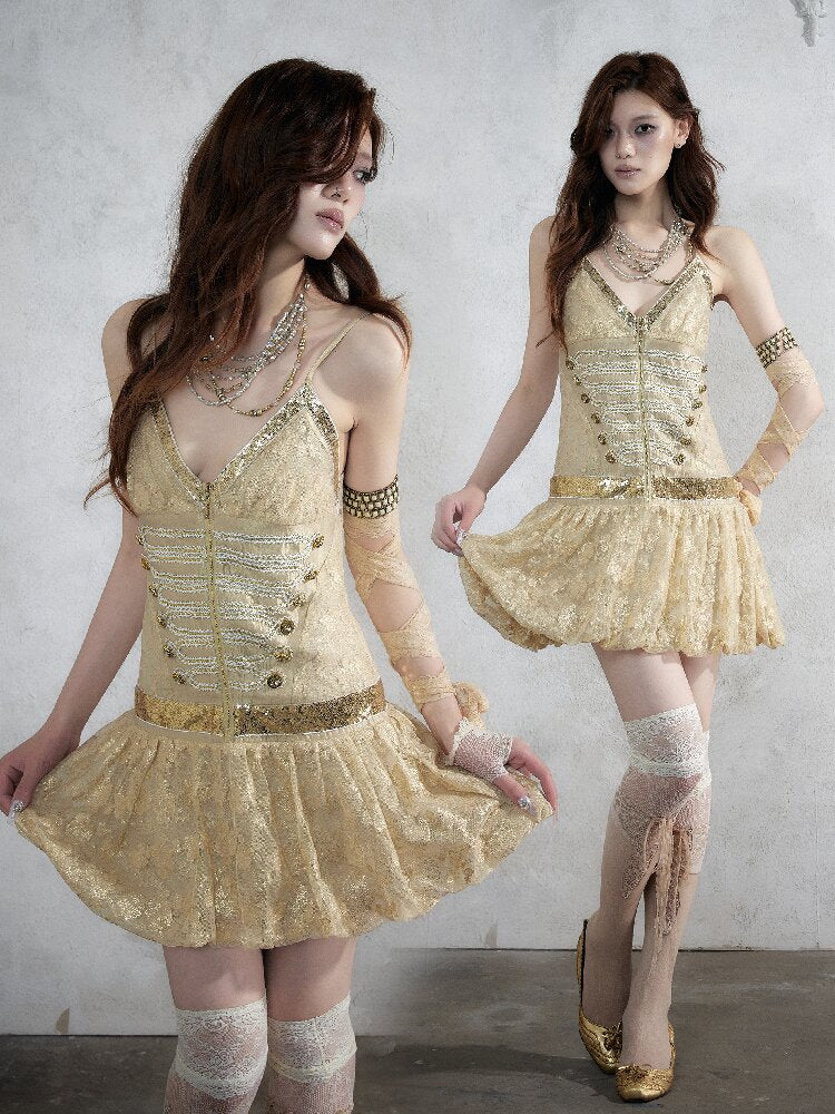 Vintage Court Punk Sequin Dress【s0000017858】