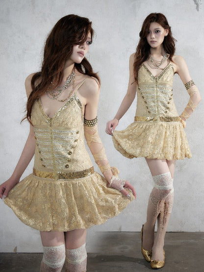 Vintage Court Punk Sequin Dress【s0000017858】