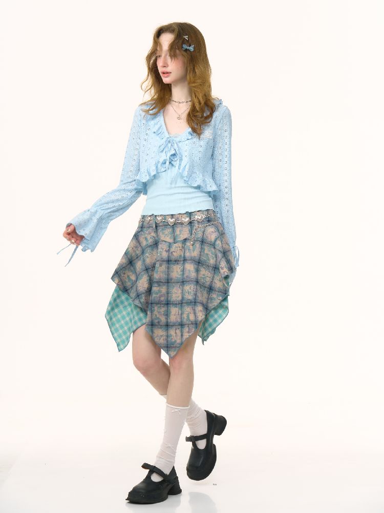 Lace Hollow Tie Knit Cardigan【s0000012228】