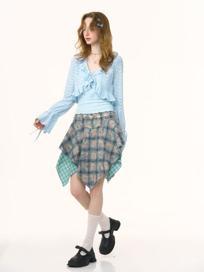 Lace Hollow Tie Knit Cardigan【s0000012228】