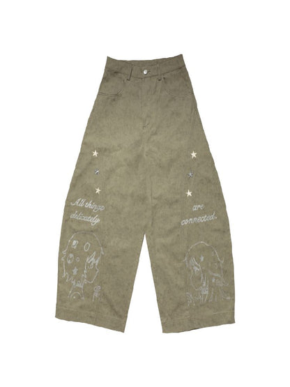 Stars Old Illustration Wide Leg Pants【s0000012202】