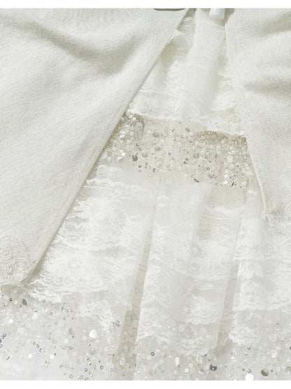 Stitched Lace Denim Maxi Skirt【s0000015940】