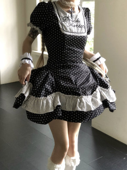 Puff Sleeve Star Polka Dot Dress【s0000016891】