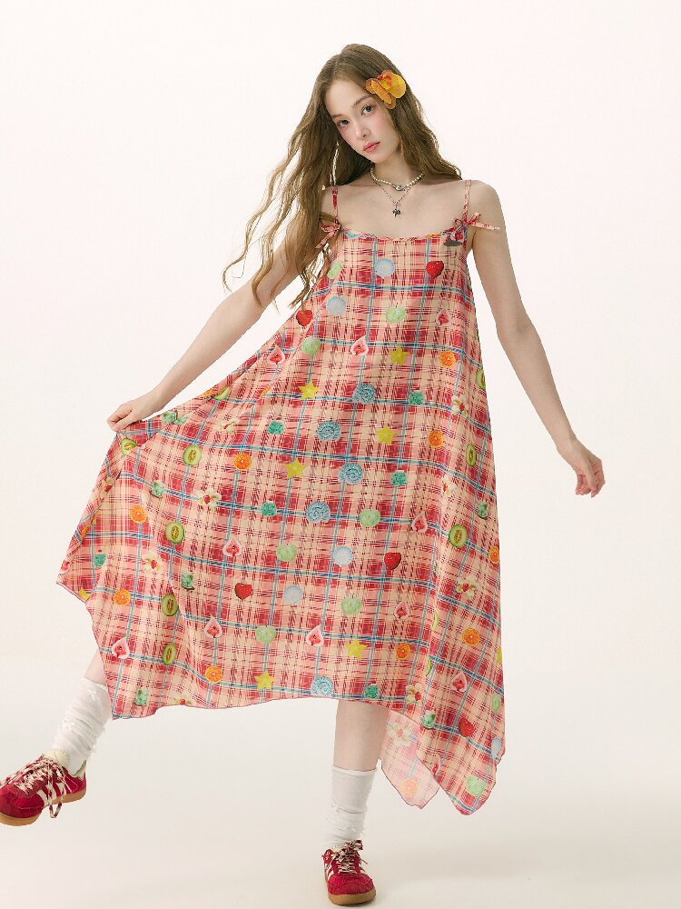 Summer Plaid Fun Print Camisole Dress【s0000016842】