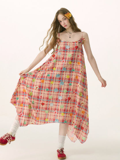 Summer Plaid Fun Print Camisole Dress【s0000016842】